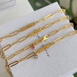 Engraved Link Birthstone Bracelet