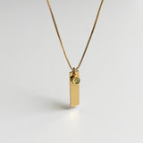 Engraved Bar Birthstone Necklace
