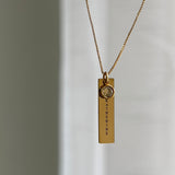 Engraved Bar Birthstone Necklace