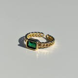 Emerald Braided Ring