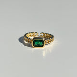 Emerald Braided Ring